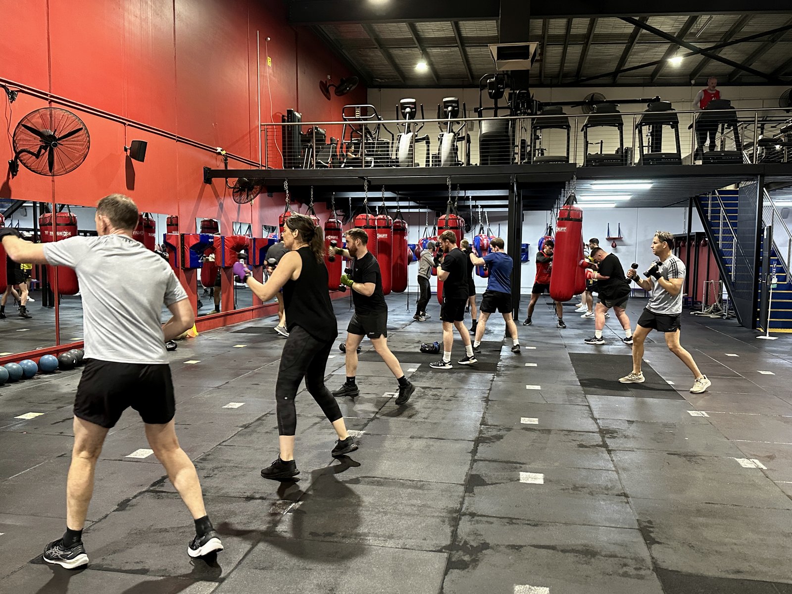 Group class on the gym floor